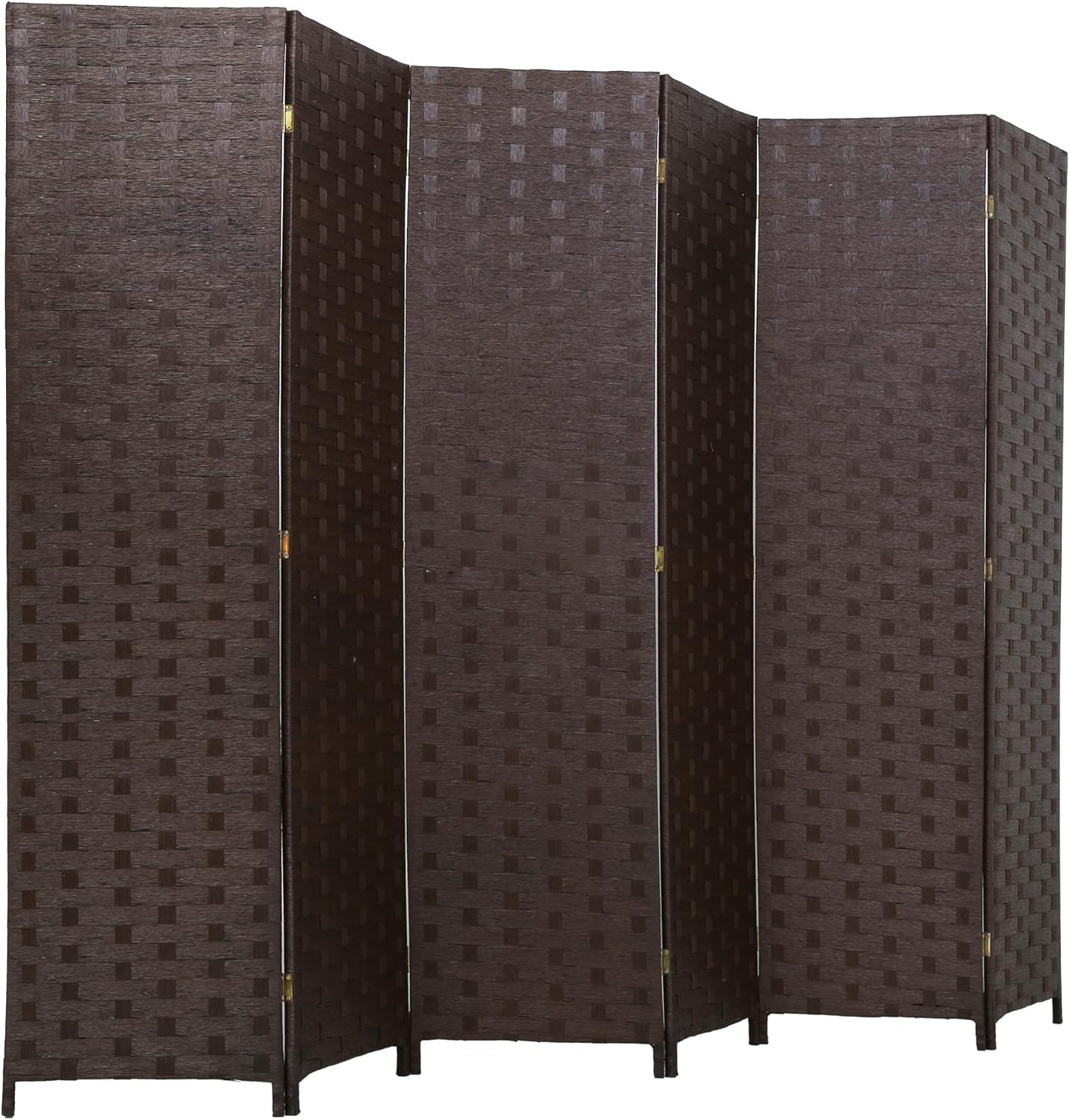 FDW Room Divider 6FT Wall Divider Wood Screen 4 Panels Wood Mesh Hand-Woven Design Room Screen Divider Indoor Folding Portable Partition Screen,Black