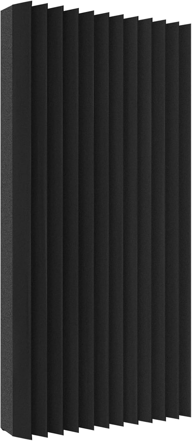 4 Pack Acoustic Foam Panels, 48 x 24 x 2" Sound Proof Foam High Density Studio Wedge Tiles Fire Resistant Acoustic Panels for Home Office, Recording Room, Studio (Black, Black 4 Pack)