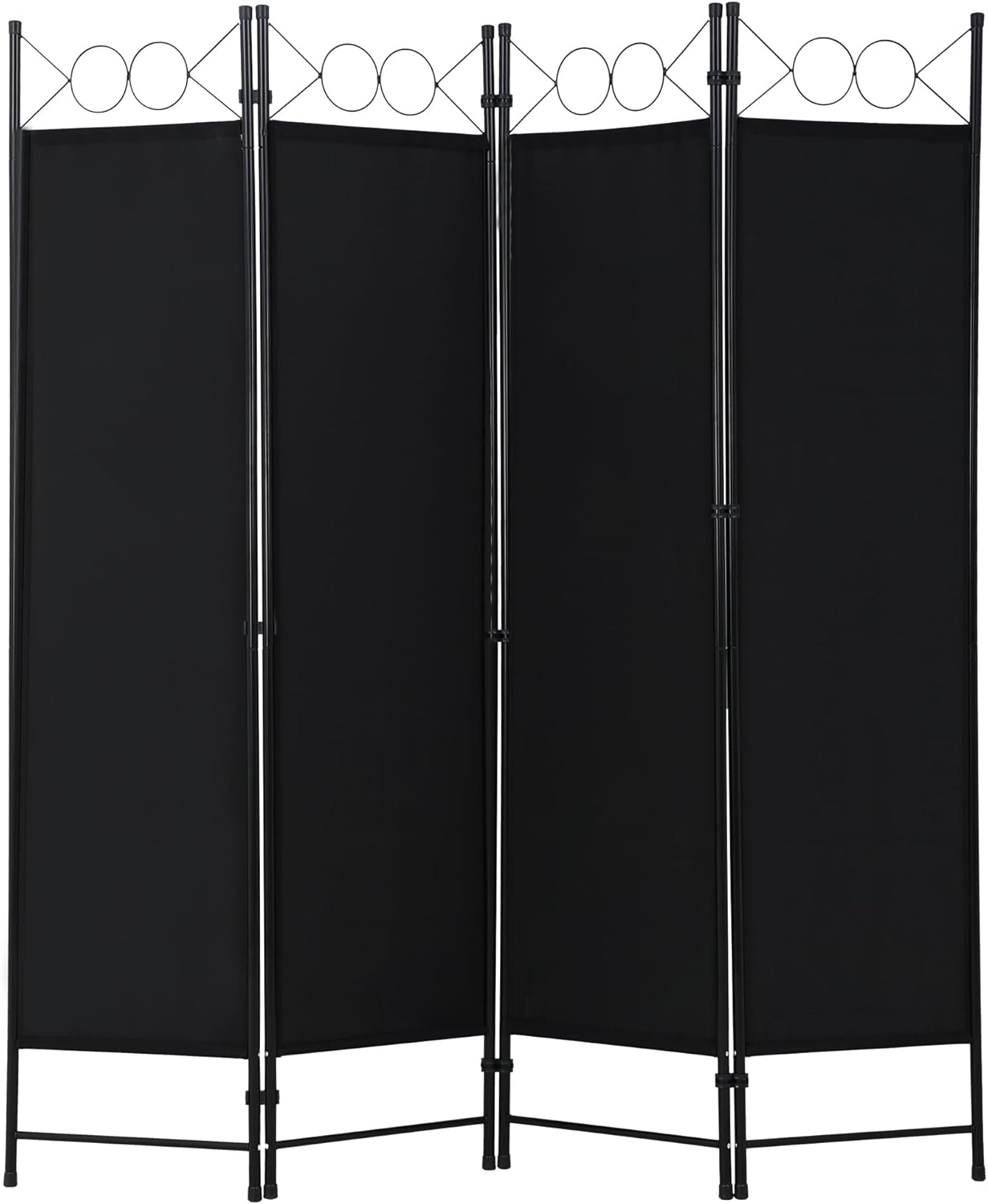 FDW 4 Panel Room Divider and Folding Portable Partition Screen, 6FT Wall Divider Screen for Dorm Bedroom Office, Coal Black