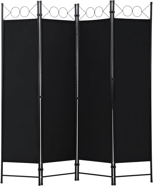 FDW 4 Panel Room Divider and Folding Portable Partition Screen, 6FT Wall Divider Screen for Dorm Bedroom Office, Coal Black