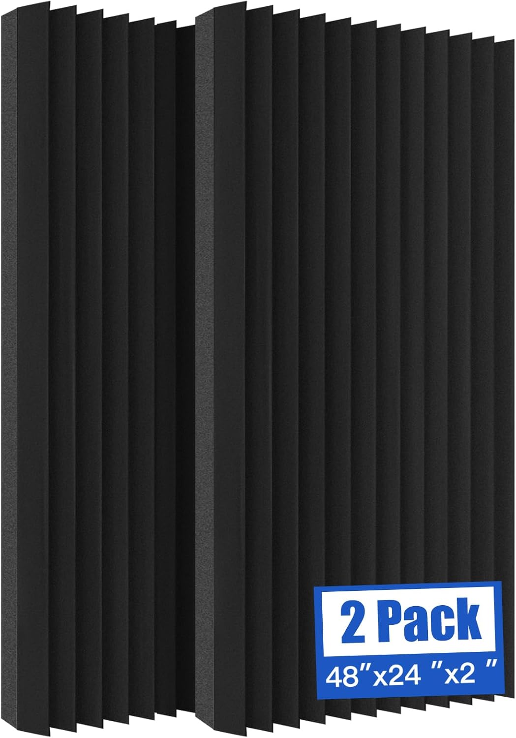 4 PCS Acoustic Panels,48''X24''X2'' Soundproof Foam Wall Panels,High Density Fireproof Noise Cancelling Studio Foam Panel,Noise (Black 4 Pack, 48''X24''X2'')