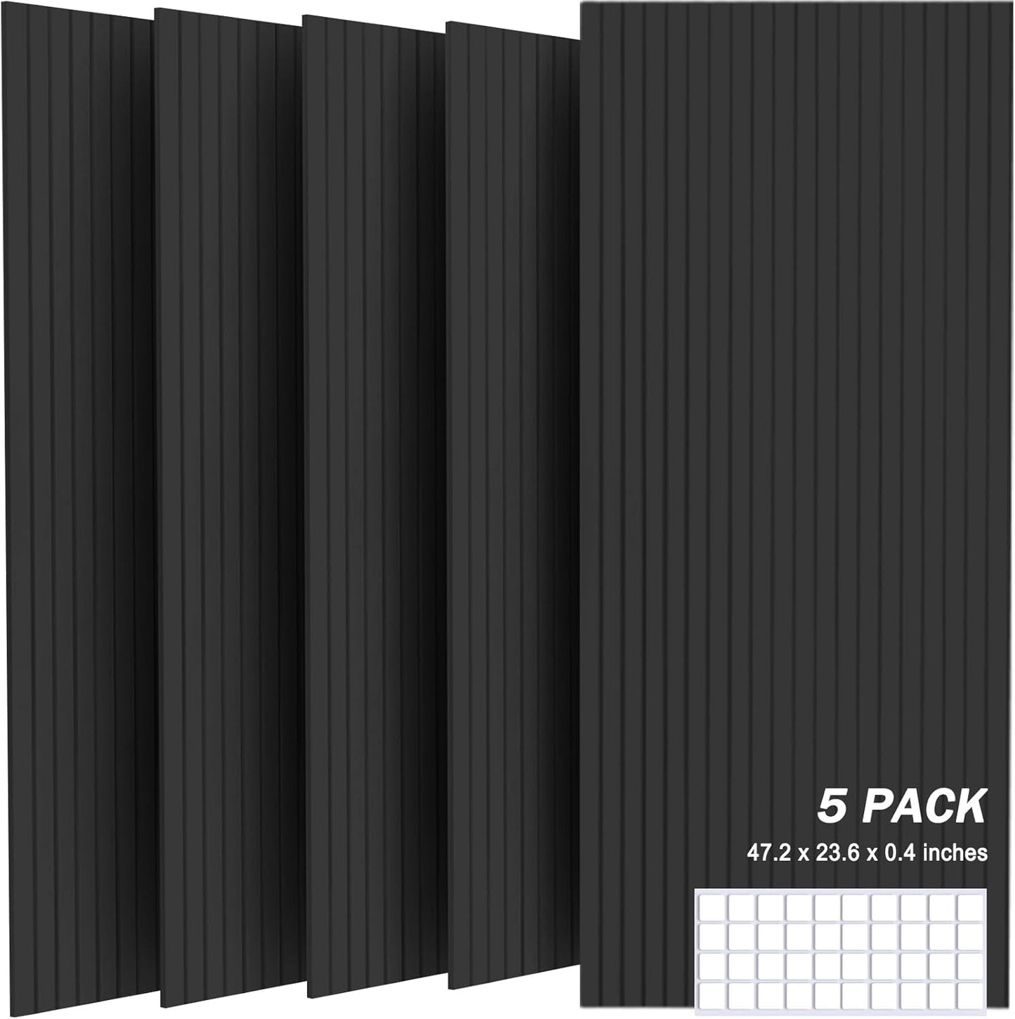5 Pack Large Acoustic Panels, 48"X24"X0.4" Sound Proof Foam Panels for Walls, Sound Dampening Panels, Sound proof panels for walls, Soundproof Wall Panels for Home Studio&Office Decor.(Black)
