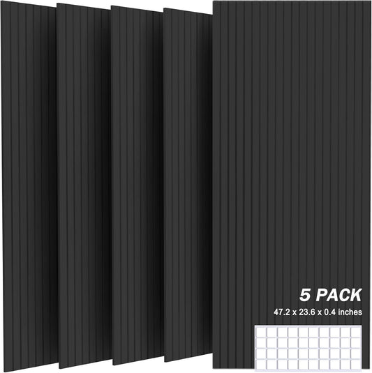 5 Pack Large Acoustic Panels, 48"X24"X0.4" Sound Proof Foam Panels for Walls, Sound Dampening Panels, Sound proof panels for walls, Soundproof Wall Panels for Home Studio&Office Decor.(Black)