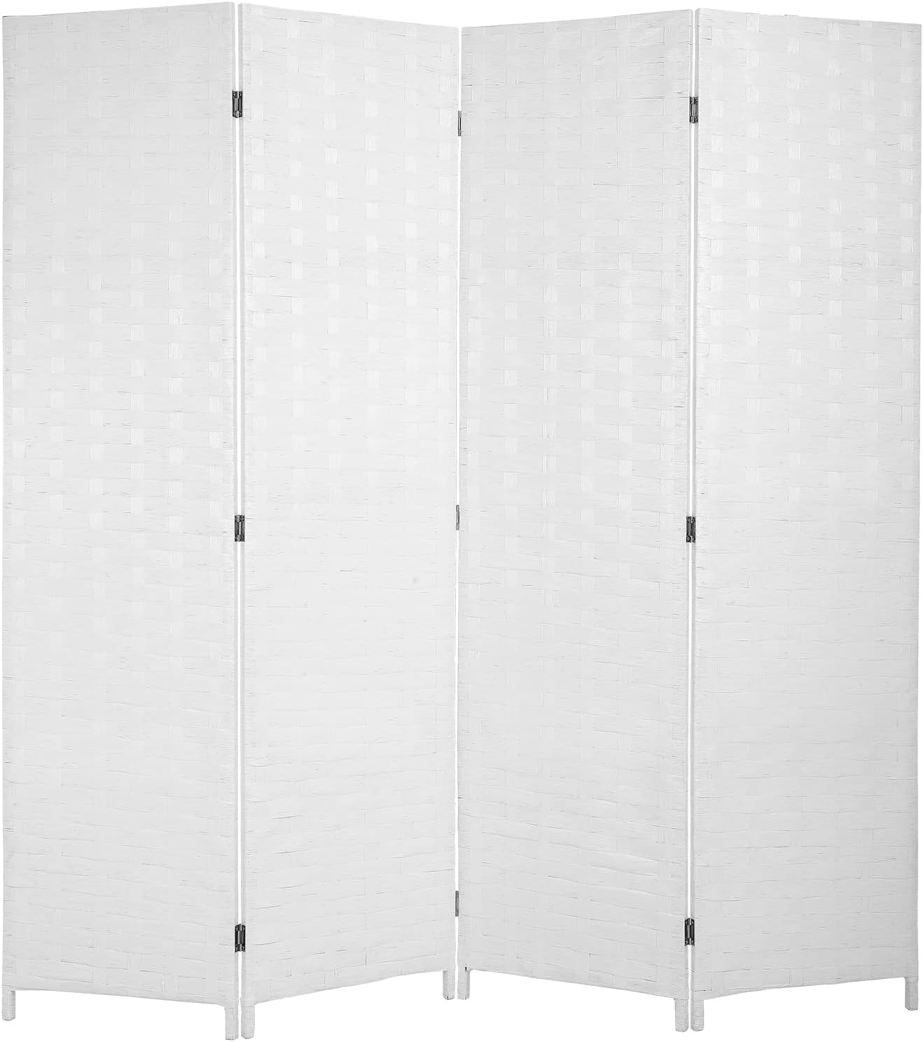 FDW Room Divider 6FT Wall Divider Wood Screen 4 Panels Wood Mesh Hand-Woven Design Room Screen Divider Indoor Folding Portable Partition Screen,Black