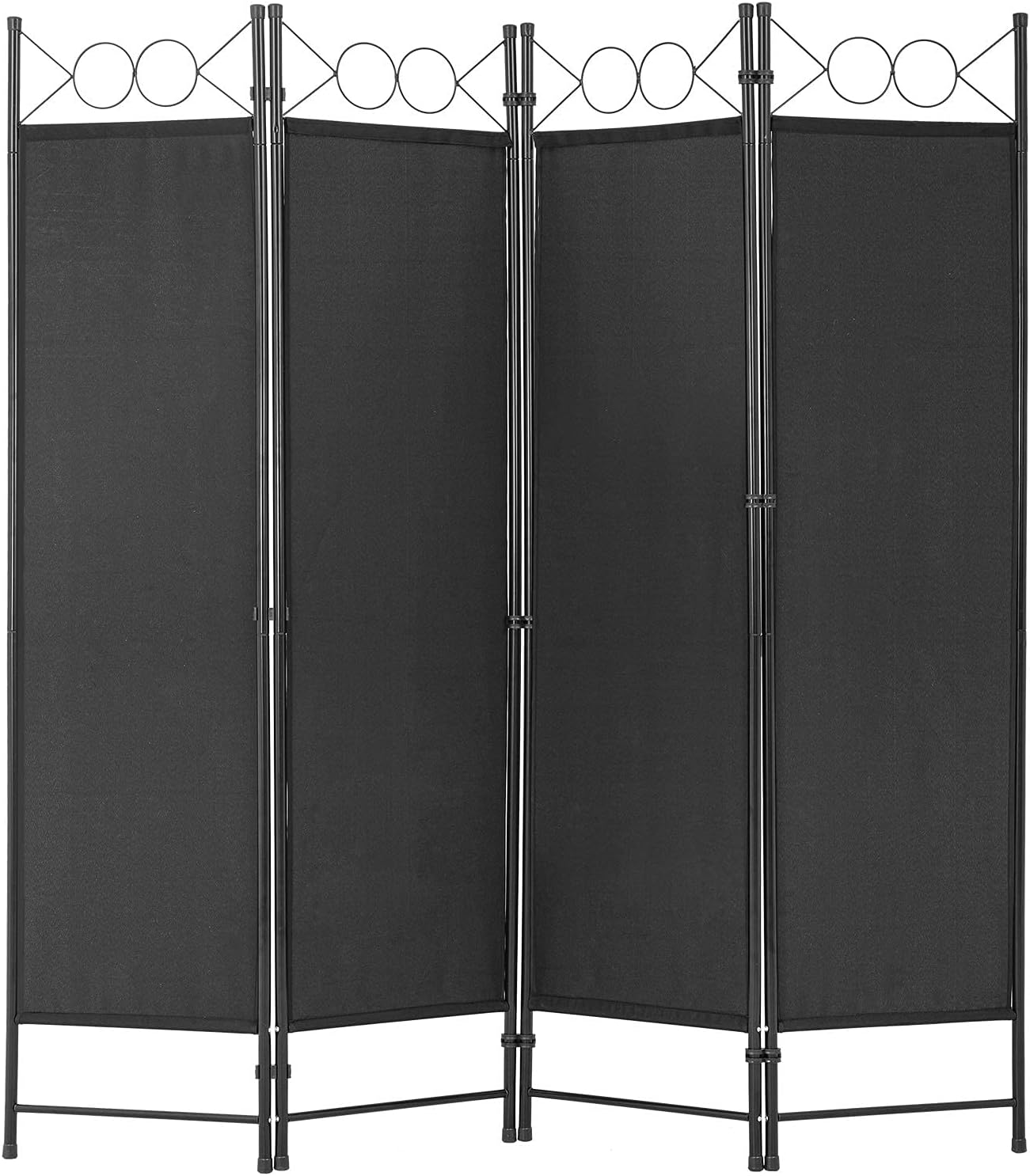 FDW 4 Panel Room Divider and Folding Portable Partition Screen, 6FT Wall Divider Screen for Dorm Bedroom Office, Coal Black
