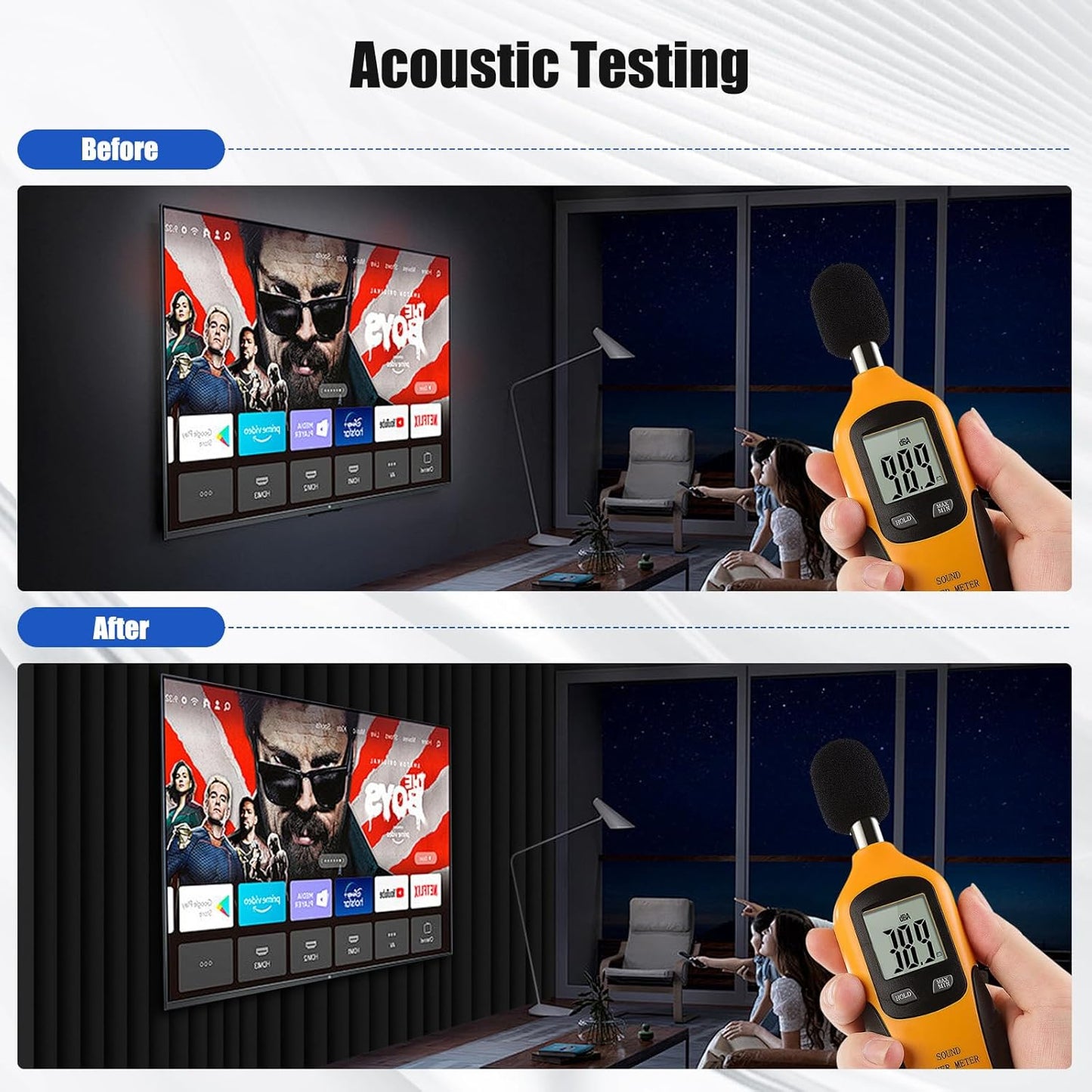 4 PCS Acoustic Panels,48''X24''X2'' Soundproof Foam Wall Panels,High Density Fireproof Noise Cancelling Studio Foam Panel,Noise (Black 4 Pack, 48''X24''X2'')