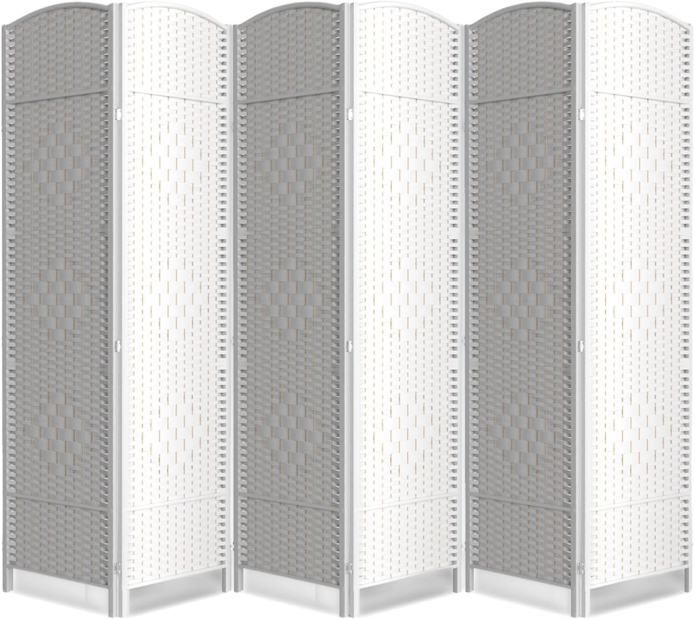 6 Panel Room Divider,6Ft Folding Privacy Screen,Tall - Extra Wide Foldable Panel Partition Wall Divider with Diamond Double-Weaved Hand-Woven Design Room Screen Divider