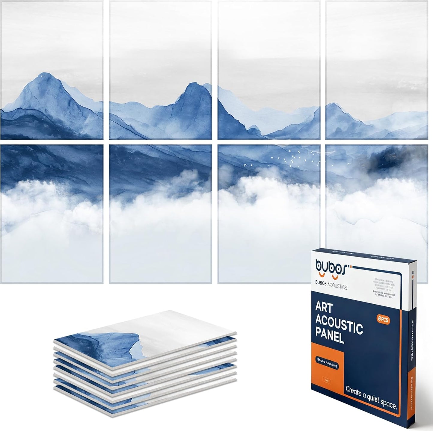 BUBOS Large Acoustic Panels,6 Pack Wood-Pattern Printing Soundproof Wall Panels, Total Size 70.8 x 47.2 Inches Self-Adhesive Decorative Sound Absorbing Panels for Studio, Home,Light Diamond Weave