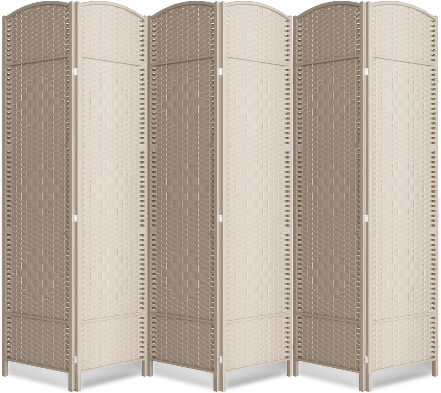 6 Panel Room Divider,6Ft Folding Privacy Screen,Tall - Extra Wide Foldable Panel Partition Wall Divider with Diamond Double-Weaved Hand-Woven Design Room Screen Divider