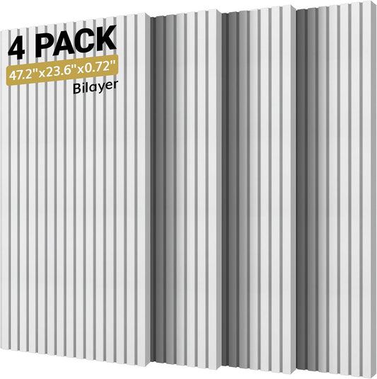 TONOR Dual-Layer Thickened Acoustic Wall Panels Self Adhesive, 4 pack 47.2"x23.6"x0.72" High Density Large Sound Proof Panels for Walls, Peel and Stick Wall Panels for Interior Wall Décor, White