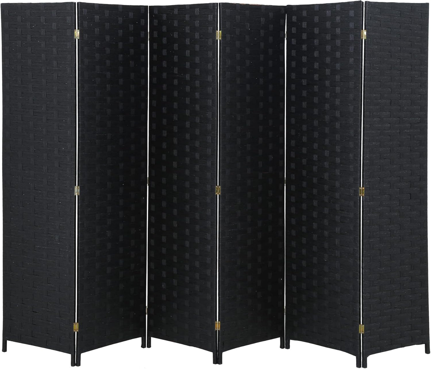 FDW Room Divider 6FT Wall Divider Wood Screen 4 Panels Wood Mesh Hand-Woven Design Room Screen Divider Indoor Folding Portable Partition Screen,Black