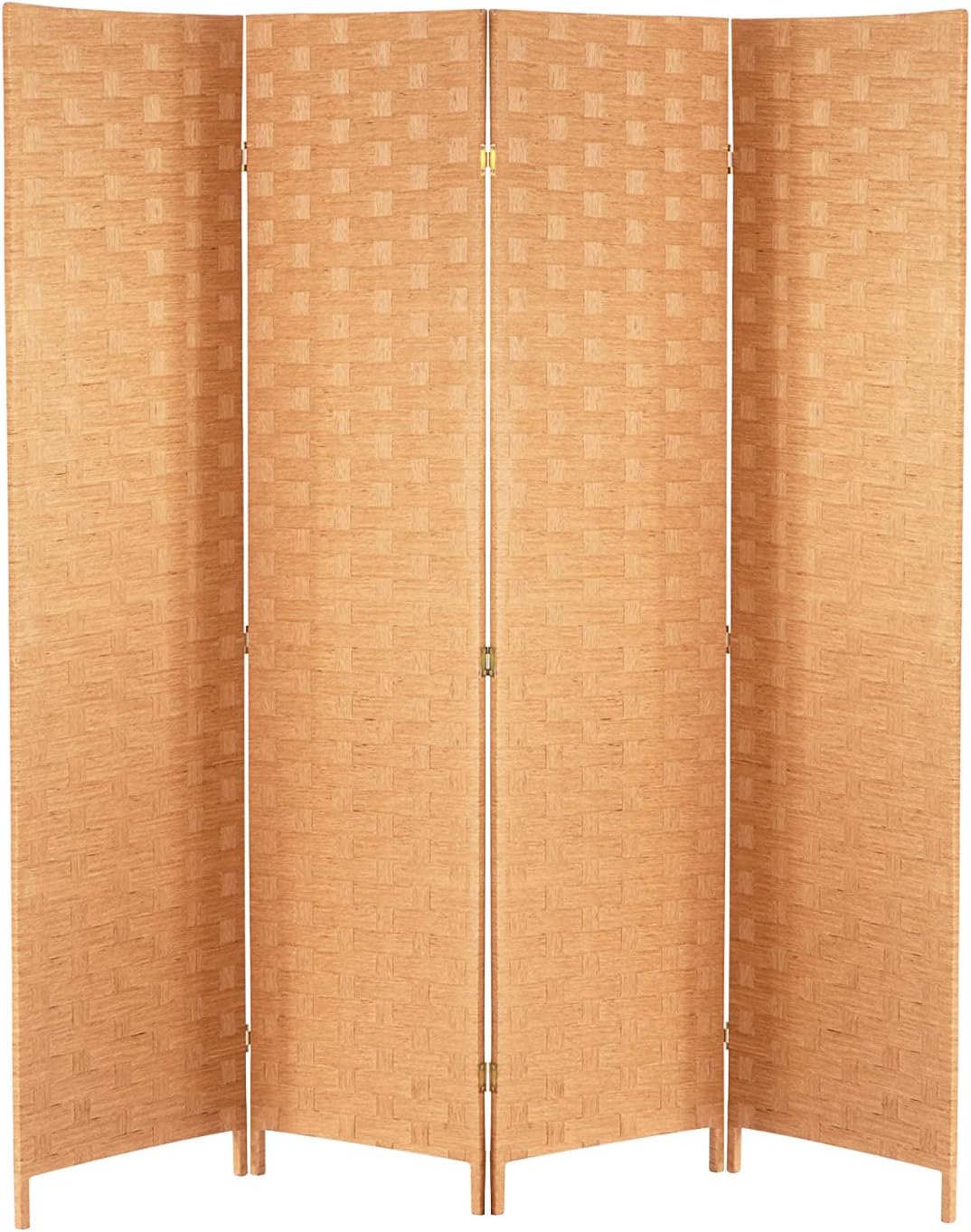 FDW Room Divider 6FT Wall Divider Wood Screen 4 Panels Wood Mesh Hand-Woven Design Room Screen Divider Indoor Folding Portable Partition Screen,Black