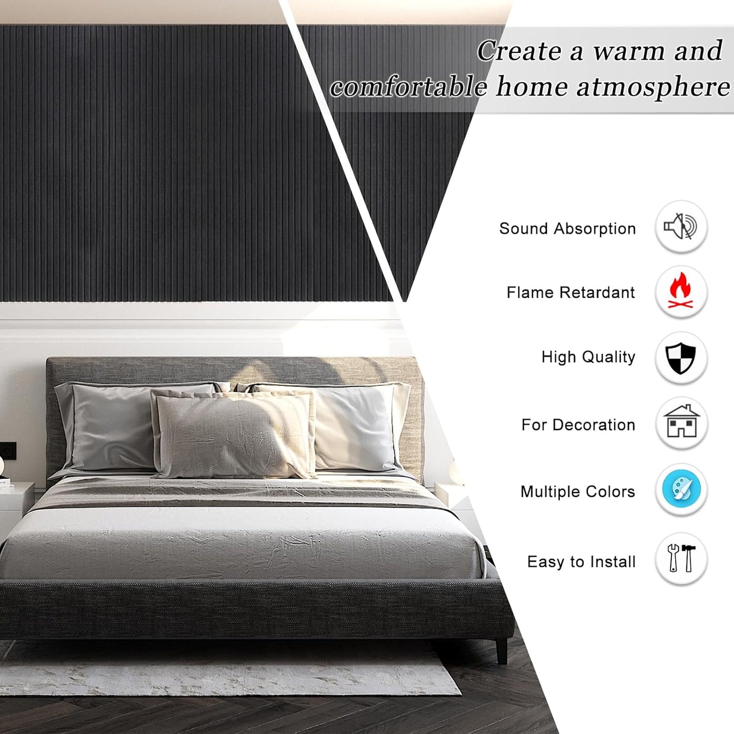 5 Pack Large Acoustic Panels, 48"X24"X0.4" Sound Proof Foam Panels for Walls, Sound Dampening Panels, Sound proof panels for walls, Soundproof Wall Panels for Home Studio&Office Decor.(Black)