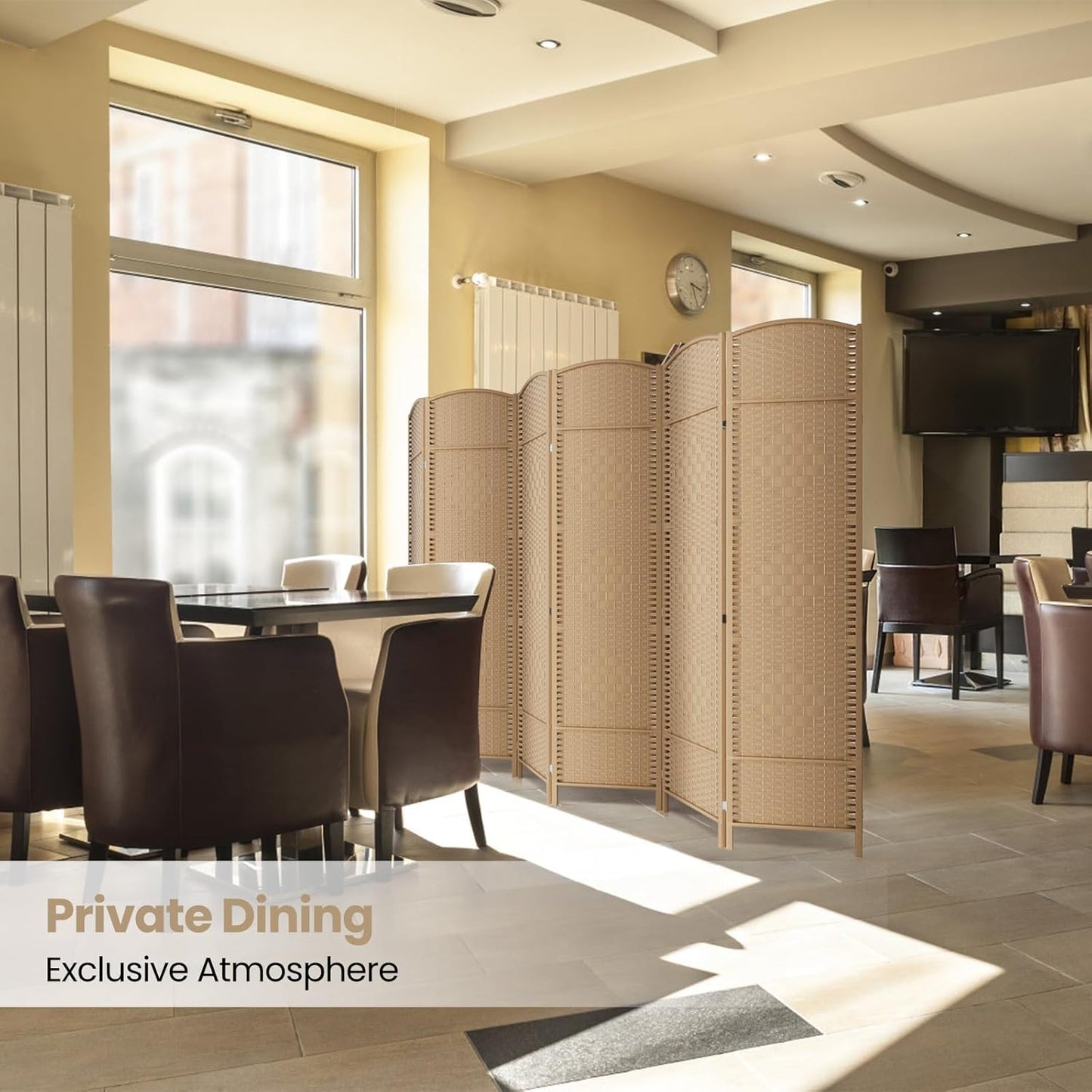 6 Panel Room Divider,6Ft Folding Privacy Screen,Tall - Extra Wide Foldable Panel Partition Wall Divider with Diamond Double-Weaved Hand-Woven Design Room Screen Divider