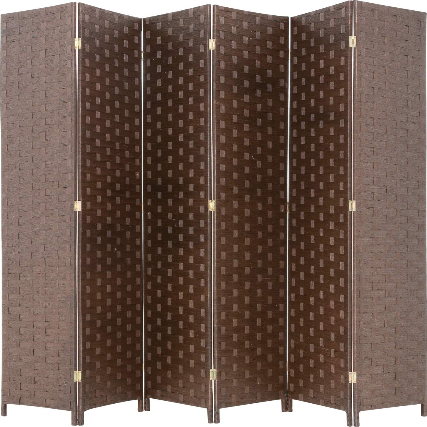 FDW Room Divider 6FT Wall Divider Wood Screen 4 Panels Wood Mesh Hand-Woven Design Room Screen Divider Indoor Folding Portable Partition Screen,Black