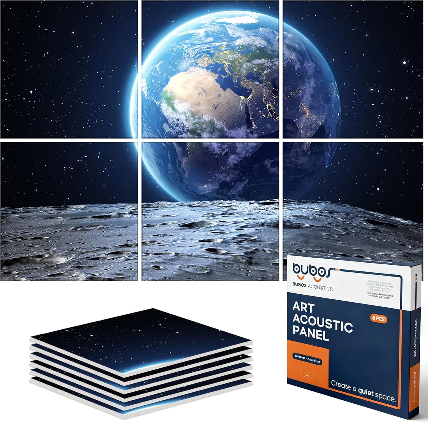 BUBOS Large Acoustic Panels,6 Pack Wood-Pattern Printing Soundproof Wall Panels, Total Size 70.8 x 47.2 Inches Self-Adhesive Decorative Sound Absorbing Panels for Studio, Home,Light Diamond Weave