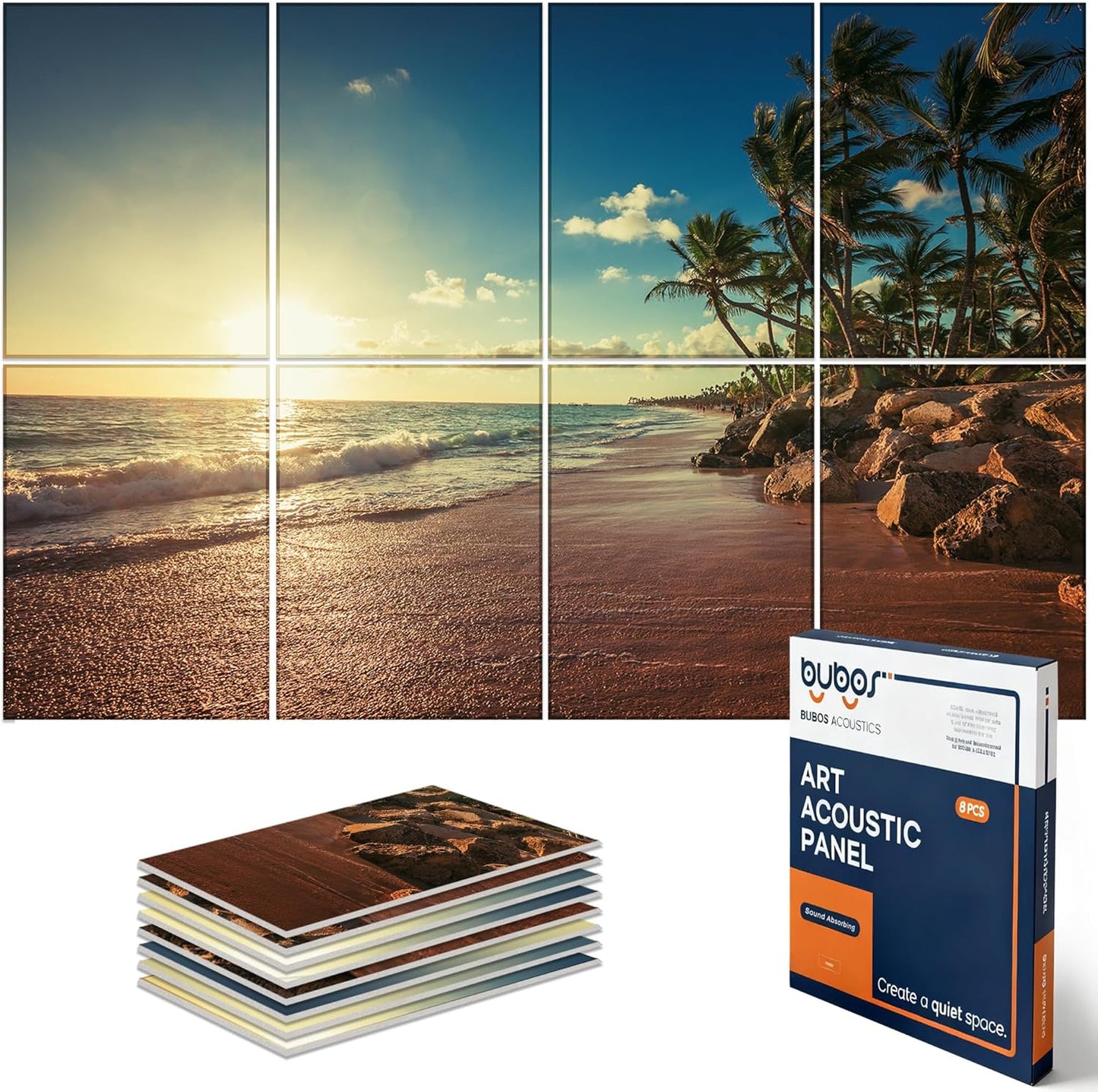 BUBOS Large Acoustic Panels,6 Pack Wood-Pattern Printing Soundproof Wall Panels, Total Size 70.8 x 47.2 Inches Self-Adhesive Decorative Sound Absorbing Panels for Studio, Home,Light Diamond Weave