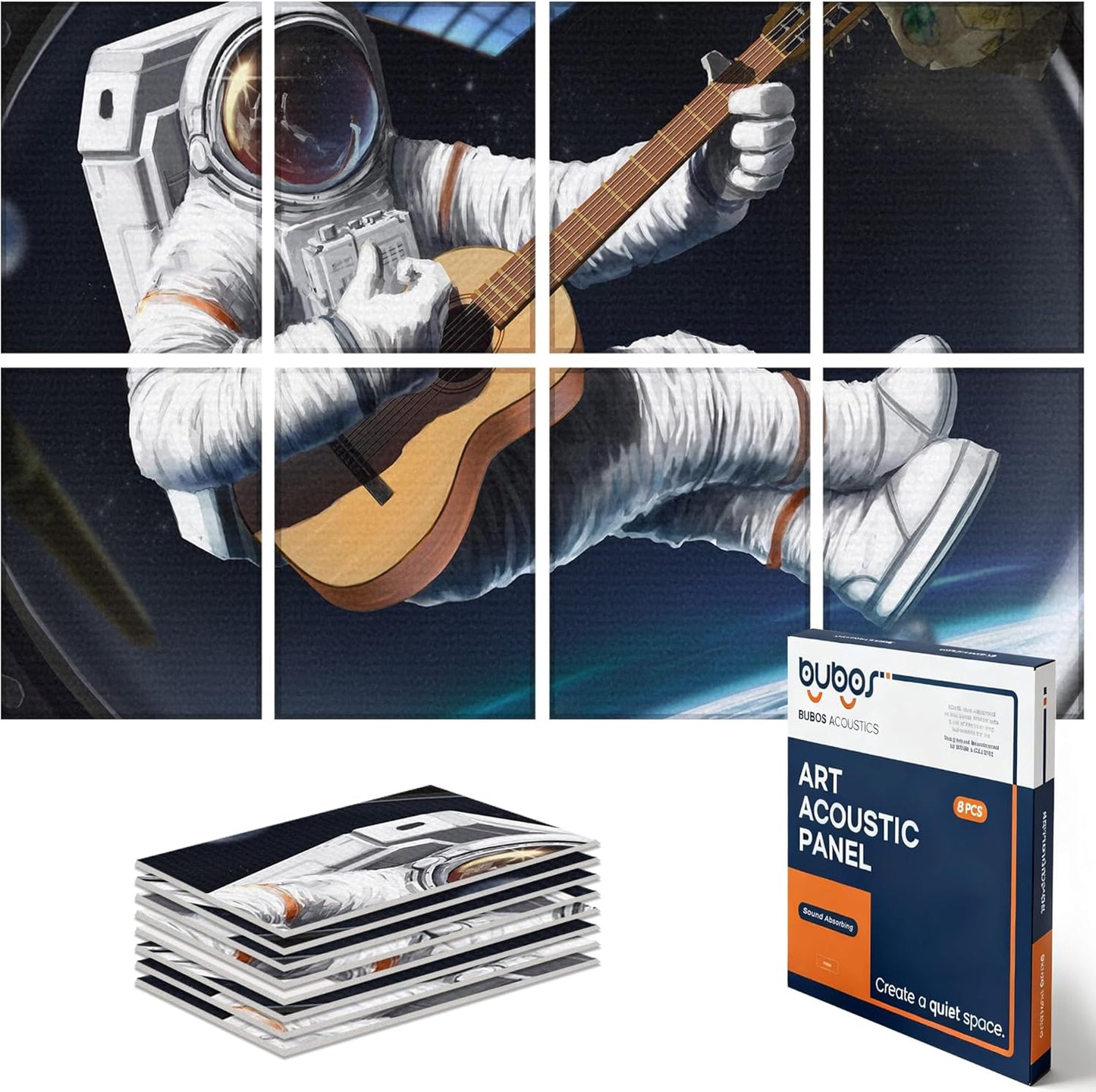 BUBOS Large Acoustic Panels,6 Pack Wood-Pattern Printing Soundproof Wall Panels, Total Size 70.8 x 47.2 Inches Self-Adhesive Decorative Sound Absorbing Panels for Studio, Home,Light Diamond Weave