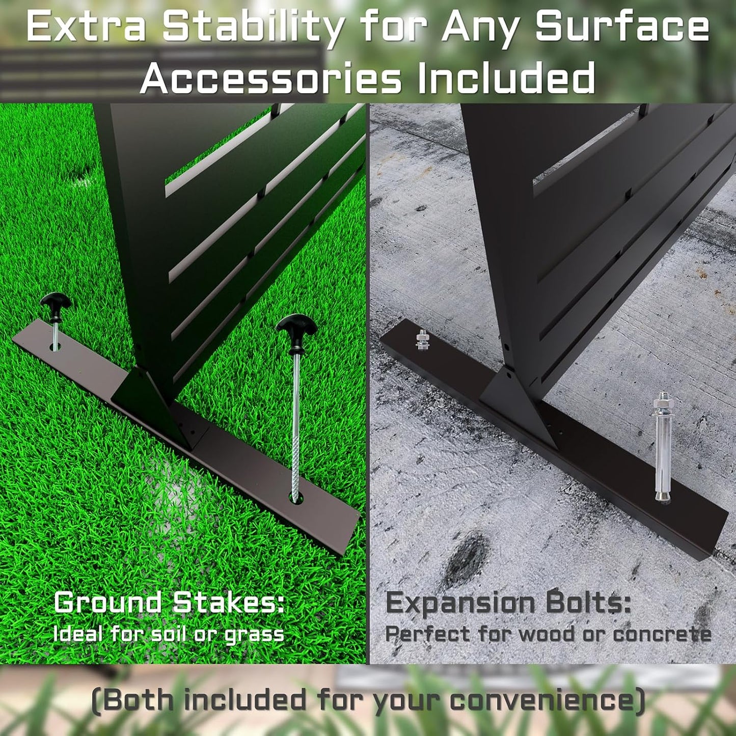 72" Metal Outdoor Privacy Screen – Freestanding Rustproof Louvered Fence Panel for Patio, Garden, Balcony, AC Unit Cover, Trash Can, Modern Decorative Divider