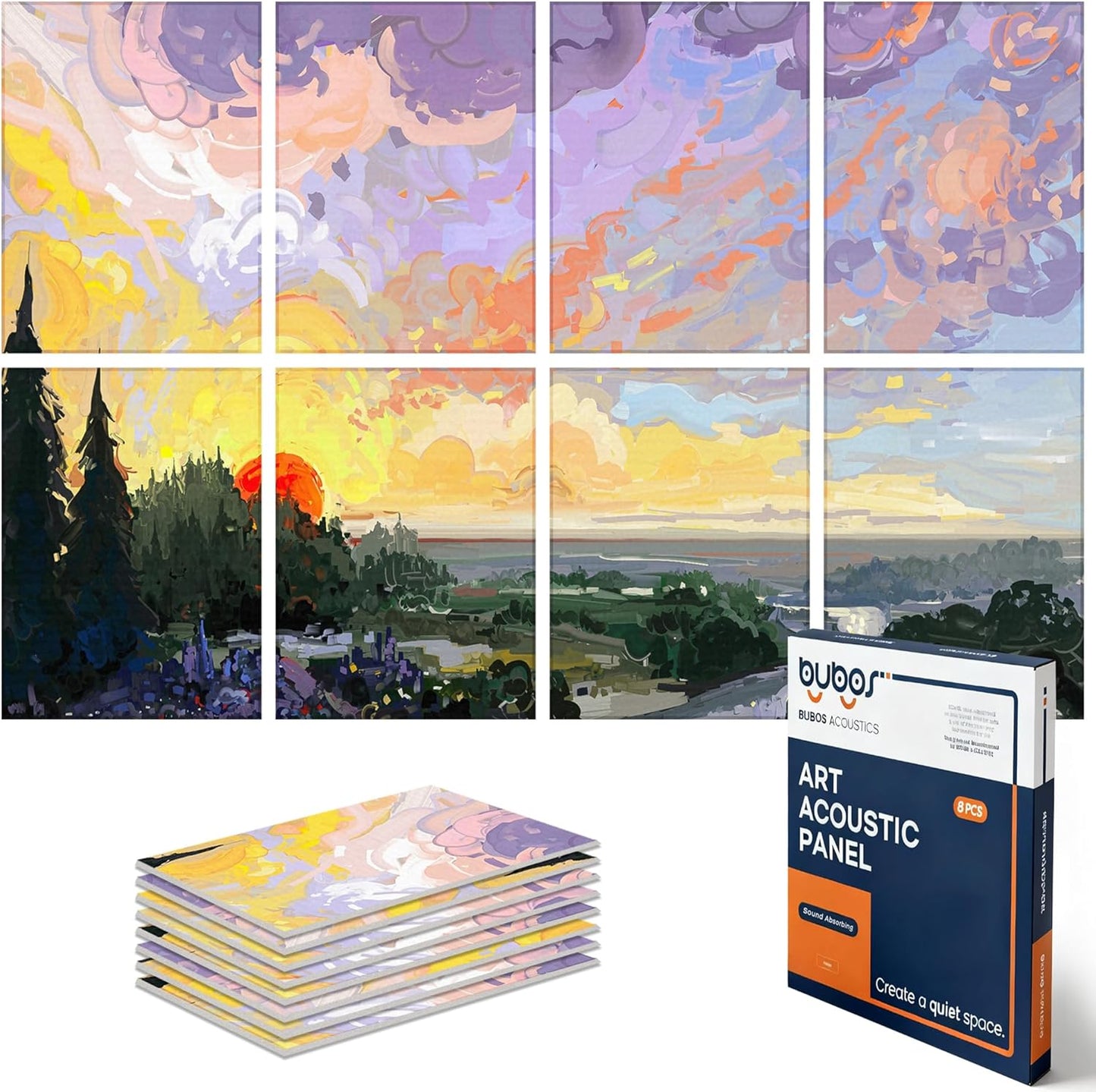 BUBOS Large Acoustic Panels,6 Pack Wood-Pattern Printing Soundproof Wall Panels, Total Size 70.8 x 47.2 Inches Self-Adhesive Decorative Sound Absorbing Panels for Studio, Home,Light Diamond Weave