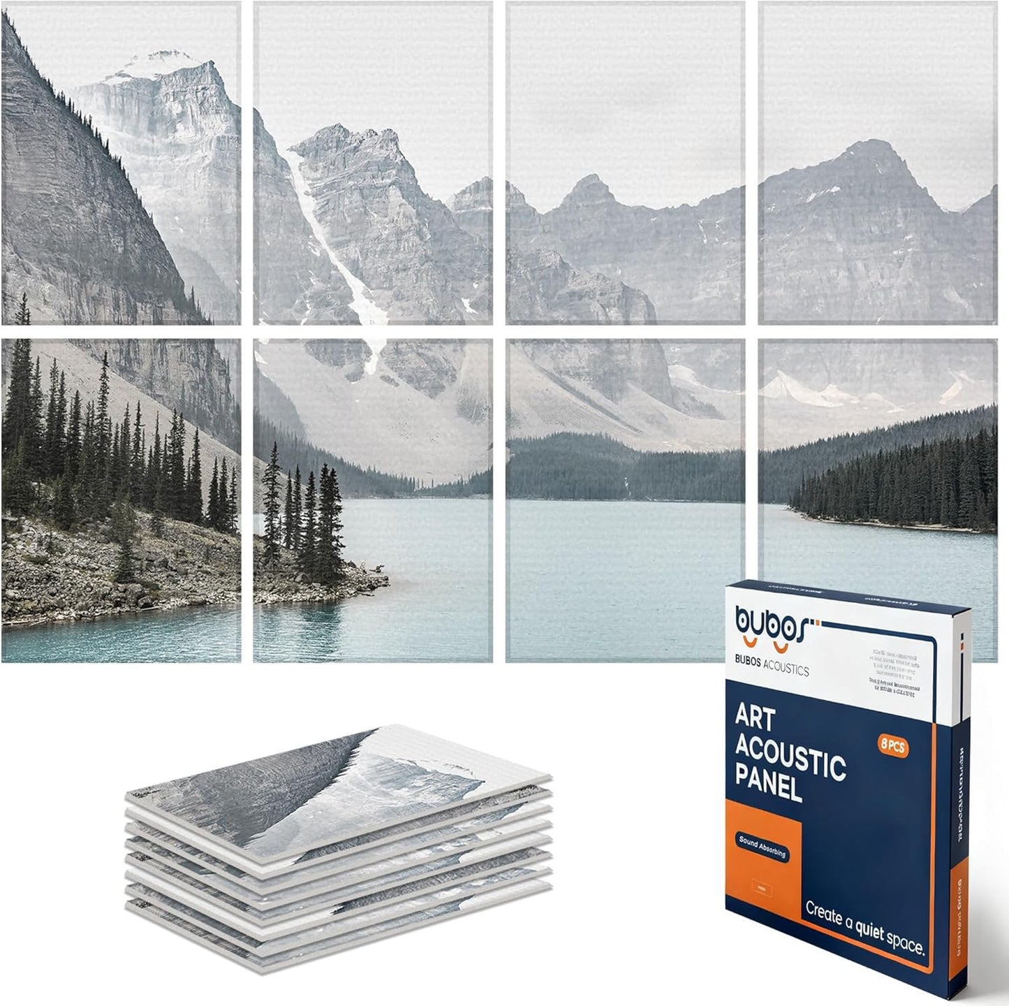 BUBOS Large Acoustic Panels,6 Pack Wood-Pattern Printing Soundproof Wall Panels, Total Size 70.8 x 47.2 Inches Self-Adhesive Decorative Sound Absorbing Panels for Studio, Home,Light Diamond Weave