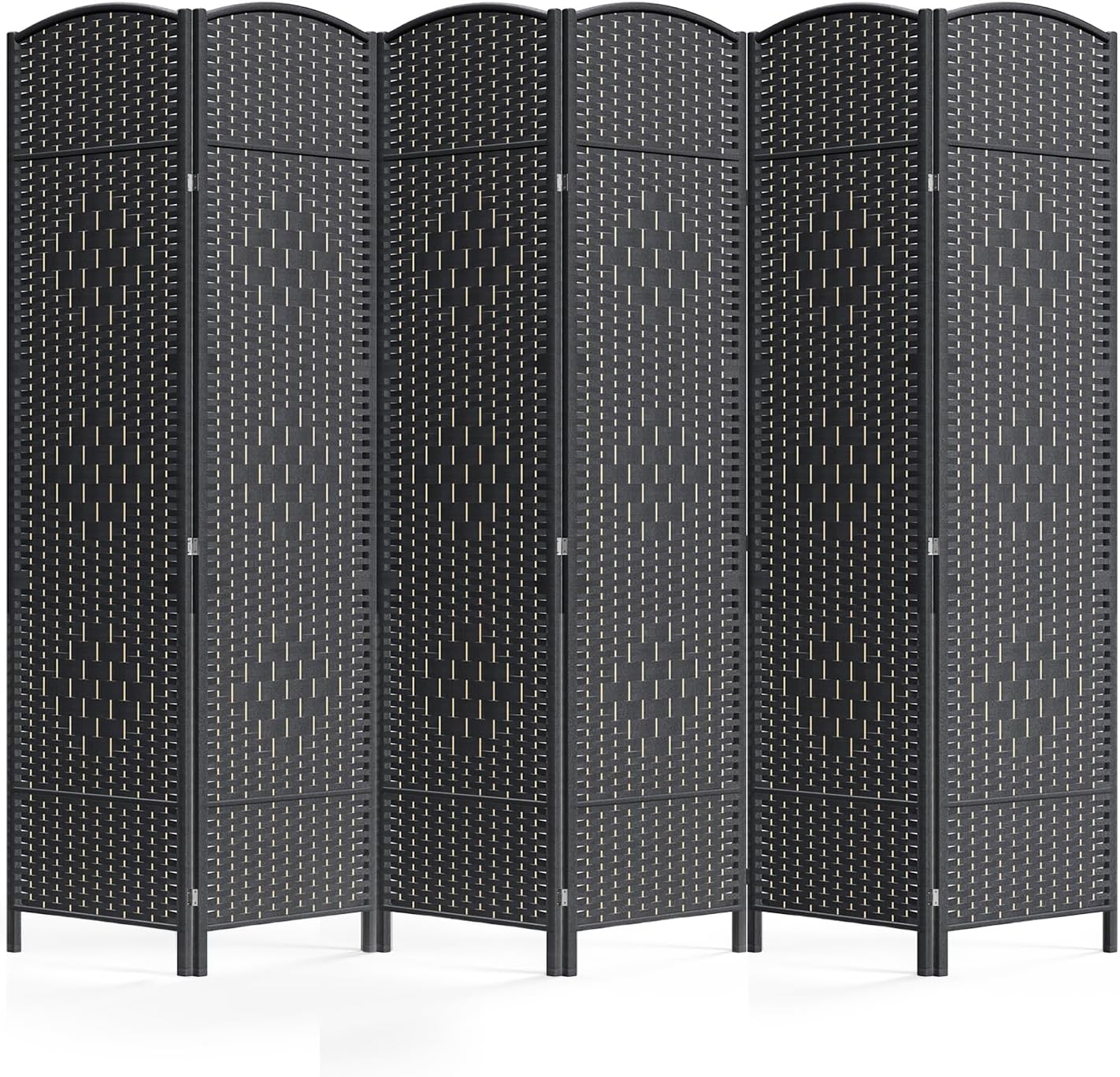 6 Panel Room Divider,6Ft Folding Privacy Screen,Tall - Extra Wide Foldable Panel Partition Wall Divider with Diamond Double-Weaved Hand-Woven Design Room Screen Divider