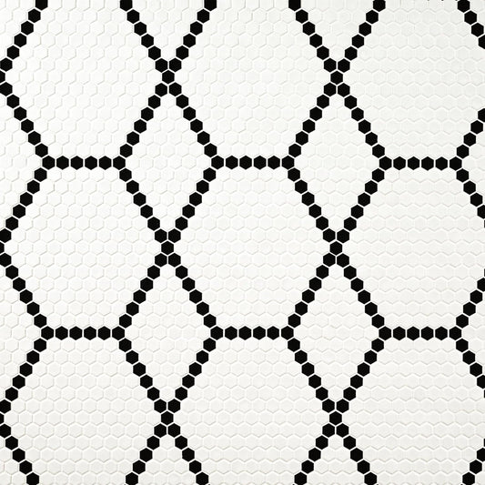MSI White and Black 12 in.x 12 in. Hive Pattern Matte Porcelain Mosaic Tile for Kitchen Backsplash, Bathroom Wall, Shower, and Floor