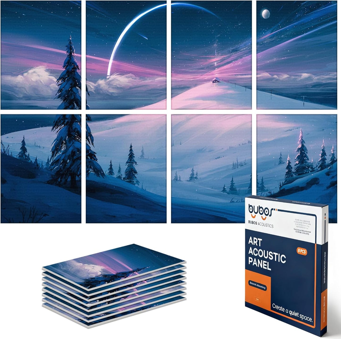 BUBOS Large Acoustic Panels,6 Pack Wood-Pattern Printing Soundproof Wall Panels, Total Size 70.8 x 47.2 Inches Self-Adhesive Decorative Sound Absorbing Panels for Studio, Home,Light Diamond Weave