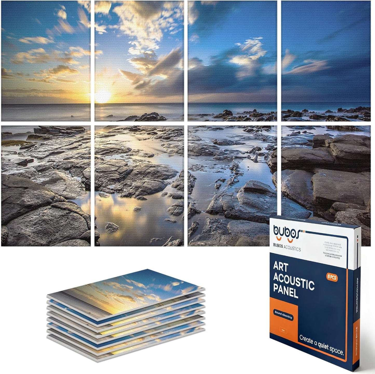 BUBOS Large Acoustic Panels,6 Pack Wood-Pattern Printing Soundproof Wall Panels, Total Size 70.8 x 47.2 Inches Self-Adhesive Decorative Sound Absorbing Panels for Studio, Home,Light Diamond Weave