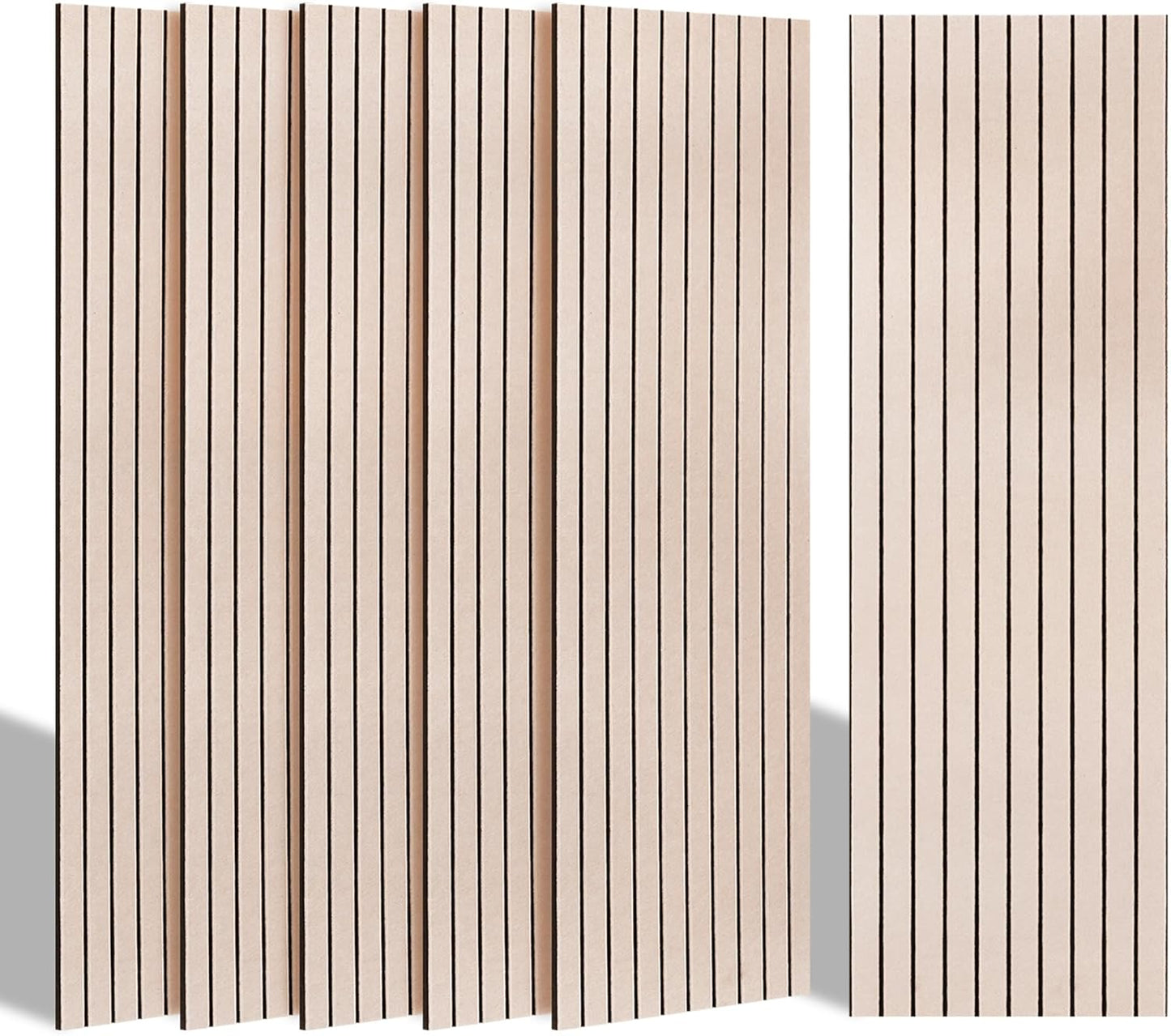 BUBOS 6 Pack Large Acoustic Panels,48x12Inch SoundProof Panels for Walls,Self Adhesive Acoustic Wall Panels,Decorative Sound Panels for Home Studio Office (Black 01)