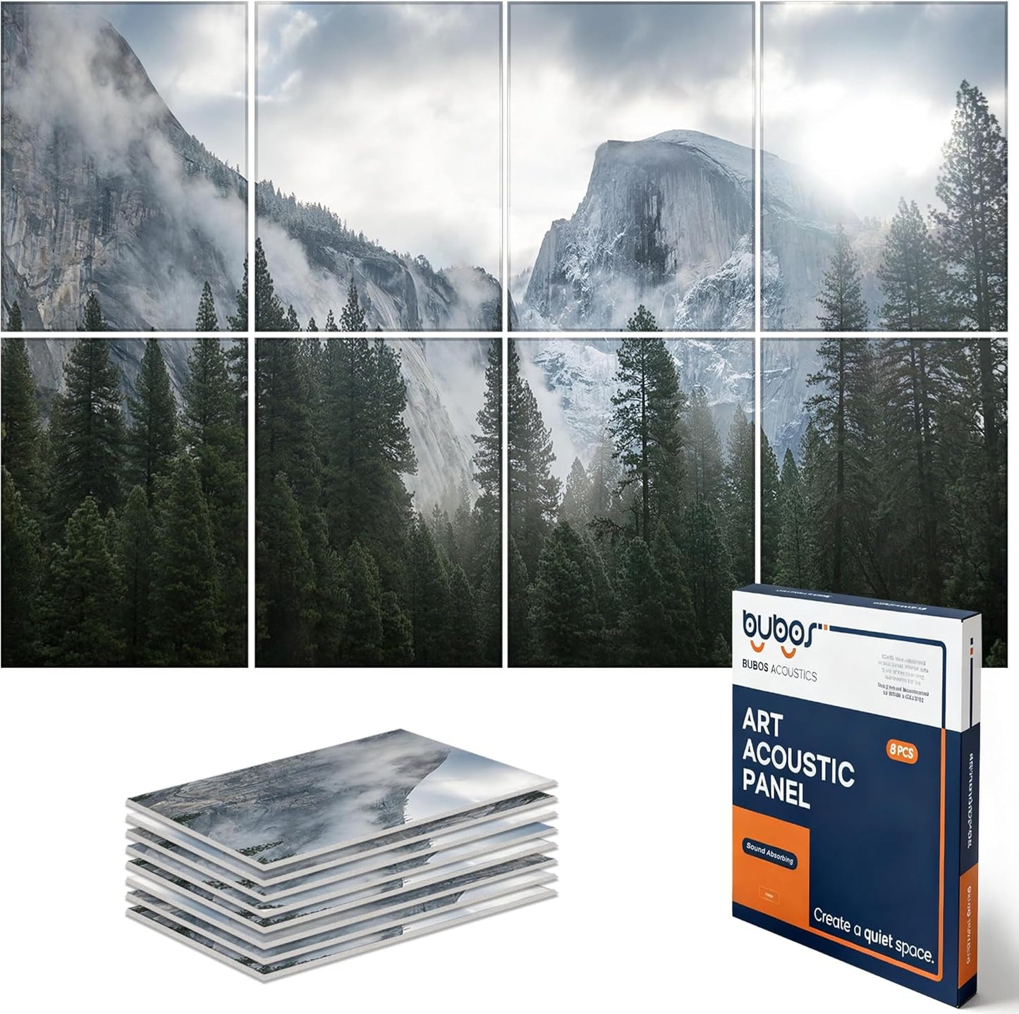 BUBOS Large Acoustic Panels,6 Pack Wood-Pattern Printing Soundproof Wall Panels, Total Size 70.8 x 47.2 Inches Self-Adhesive Decorative Sound Absorbing Panels for Studio, Home,Light Diamond Weave