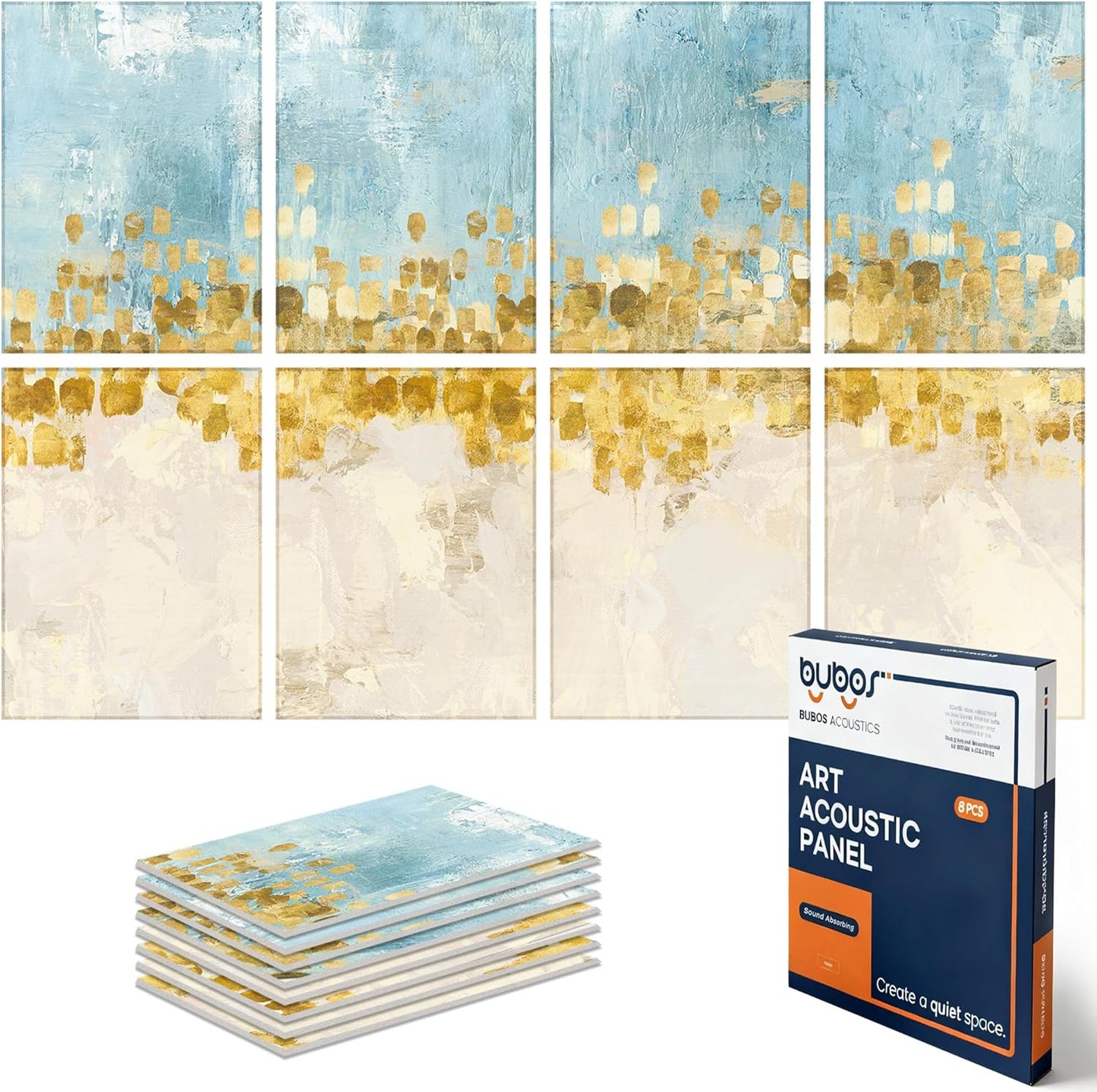 BUBOS Large Acoustic Panels,6 Pack Wood-Pattern Printing Soundproof Wall Panels, Total Size 70.8 x 47.2 Inches Self-Adhesive Decorative Sound Absorbing Panels for Studio, Home,Light Diamond Weave