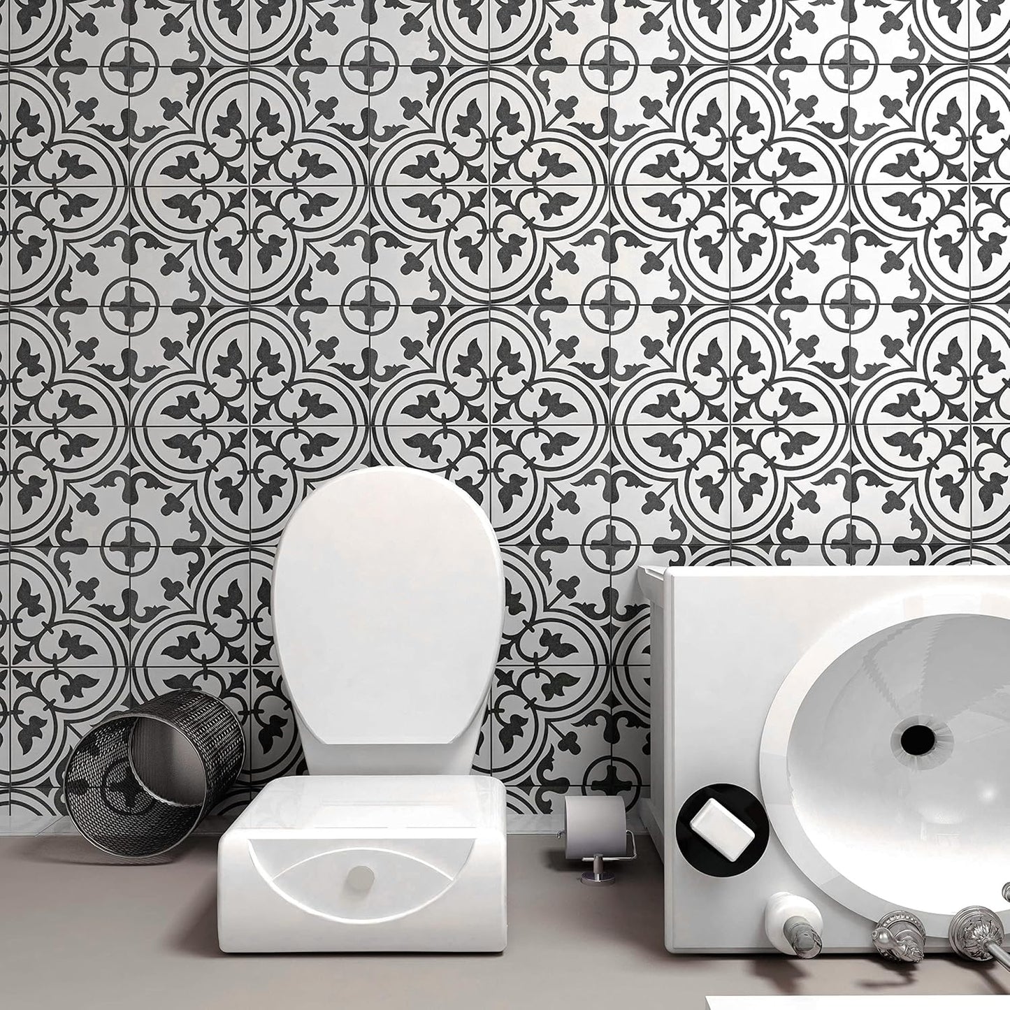 Arte White 9-3/4" x 9-3/4" Porcelain Floor and Wall Tile