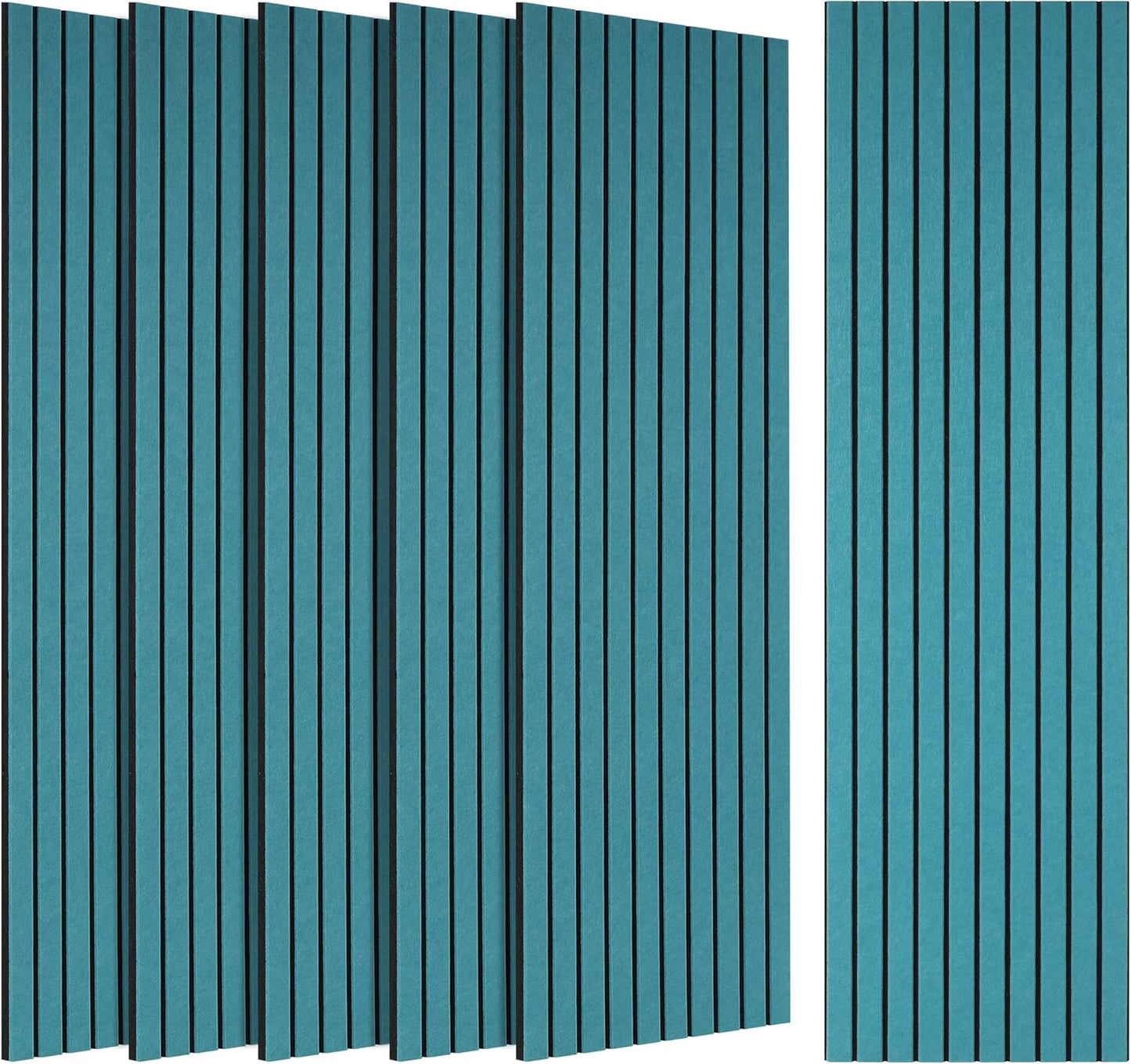 BUBOS 6 Pack Large Acoustic Panels,48x12Inch SoundProof Panels for Walls,Self Adhesive Acoustic Wall Panels,Decorative Sound Panels for Home Studio Office (Black 01)