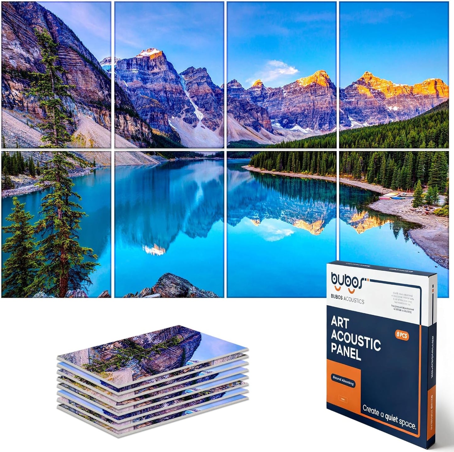 BUBOS Large Acoustic Panels,6 Pack Wood-Pattern Printing Soundproof Wall Panels, Total Size 70.8 x 47.2 Inches Self-Adhesive Decorative Sound Absorbing Panels for Studio, Home,Light Diamond Weave